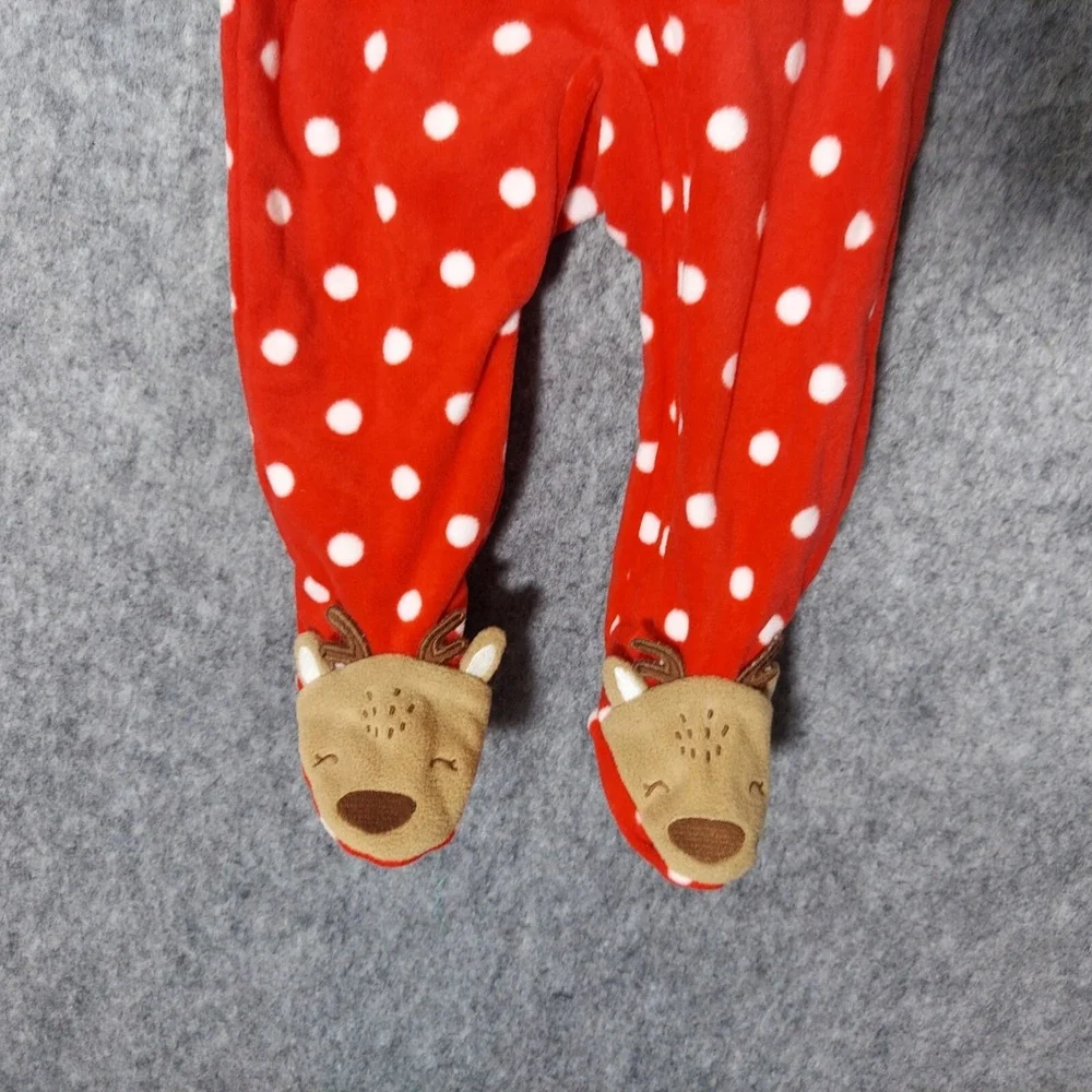 Carters One Piece 3M Embroidery Christmas Reindeer Footie Blanket Sleeper Fleece